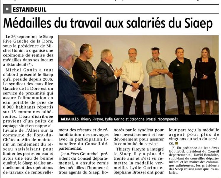 Médailles du travail aux salariés du SIAEP