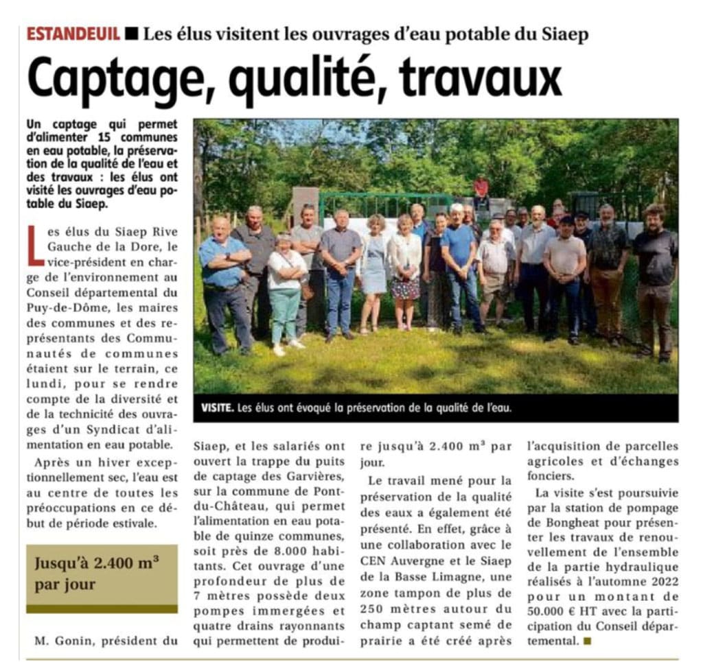 Captage, qualité, travaux